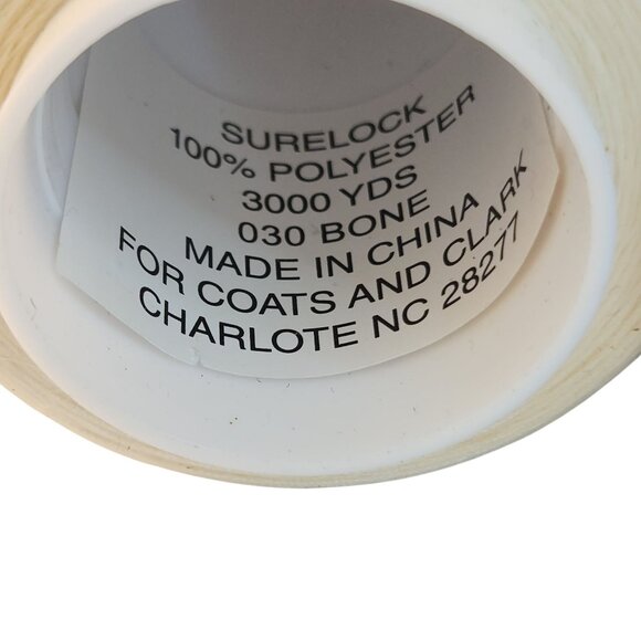 Coats SureLock Overlock Sewing Thread 3000 Yds Polyester Black & Bone Colors - Picture 3 of 8